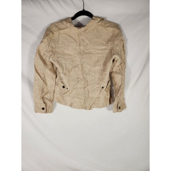 NOS J Jill Womens Linen Jacket Natural Old Money Resort Homestead Safari SP - Picture 4 of 4